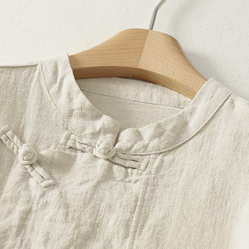 Nimara Ritual Casual Plain Frog-buttons Women's Long Sleeve Shirt