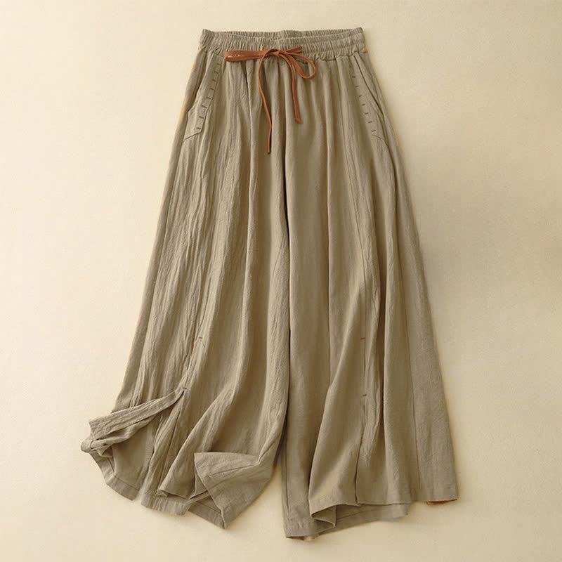 Nimara Ritual Casual Simple Design Drawstring Split Women's Wide Leg Pants With Pockets