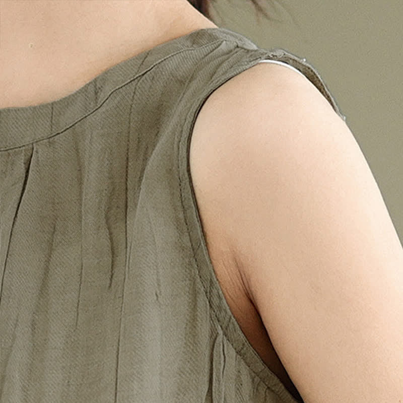 Nimara Ritual Summer Wrinkles Simple Design Crew Neck Women's Sleeveless Vest Waistcoat