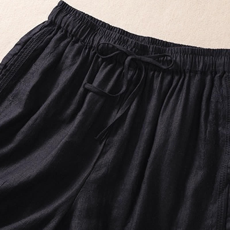 Nimara Ritual Casual Floral Embroidery Pattern Drawstring Women's Shorts With Pockets