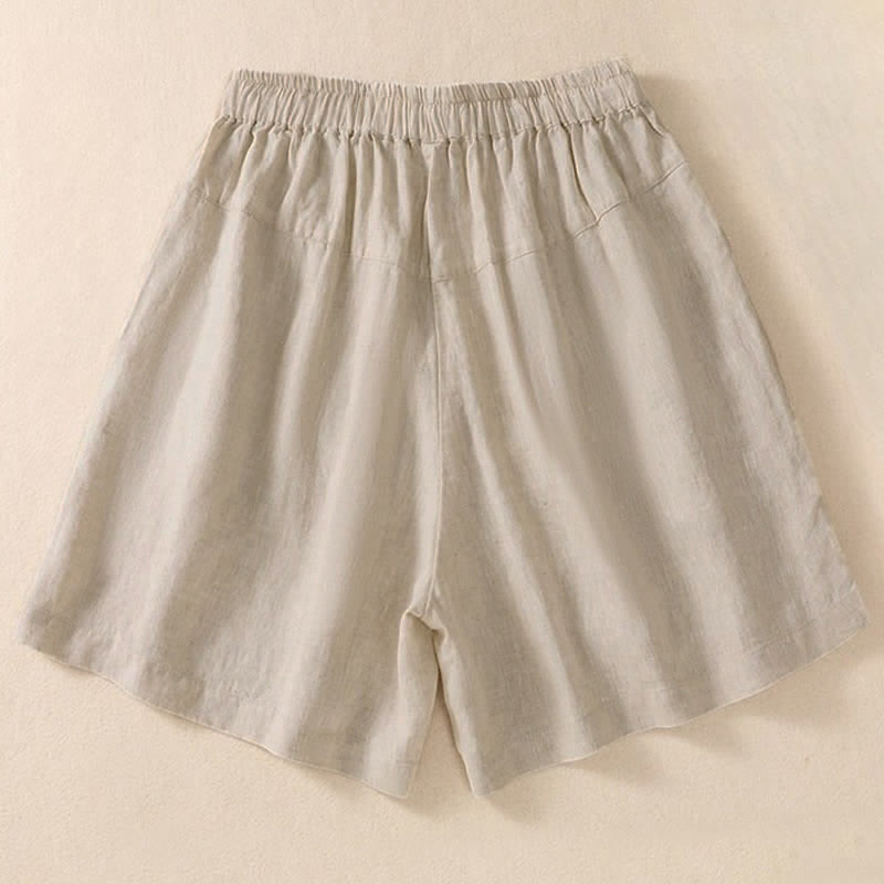 Nimara Ritual Casual Floral Embroidery Pattern Drawstring Women's Shorts With Pockets