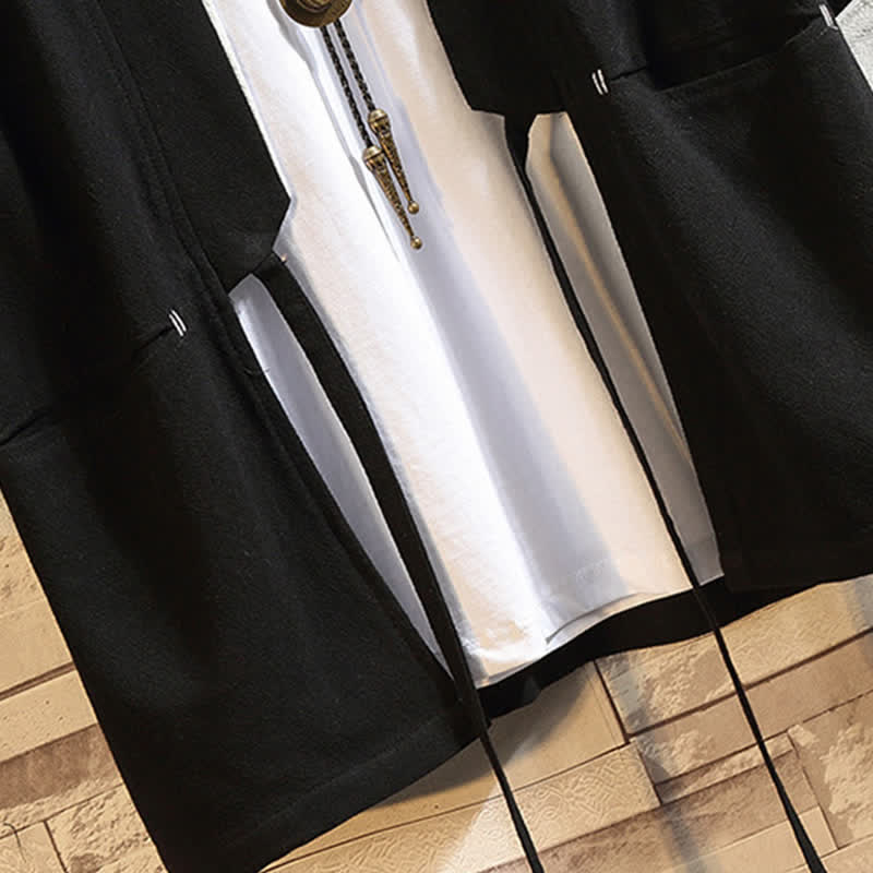 Nimara Ritual Spring Summer Casual Minimalist Solid Three-Quarter Sleeve Men's Kimono With Pockets