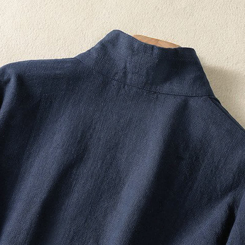 Nimara Ritual Spring Summer Casual Tang Style V-Neck Drawstring Solid Women's Long Sleeve Shirts