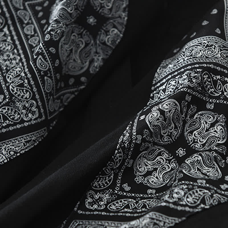Nimara Ritual Fall Casual Vintage Button-Up Paisley Cotton Men's Long Sleeve Shirts With Patch Pocket