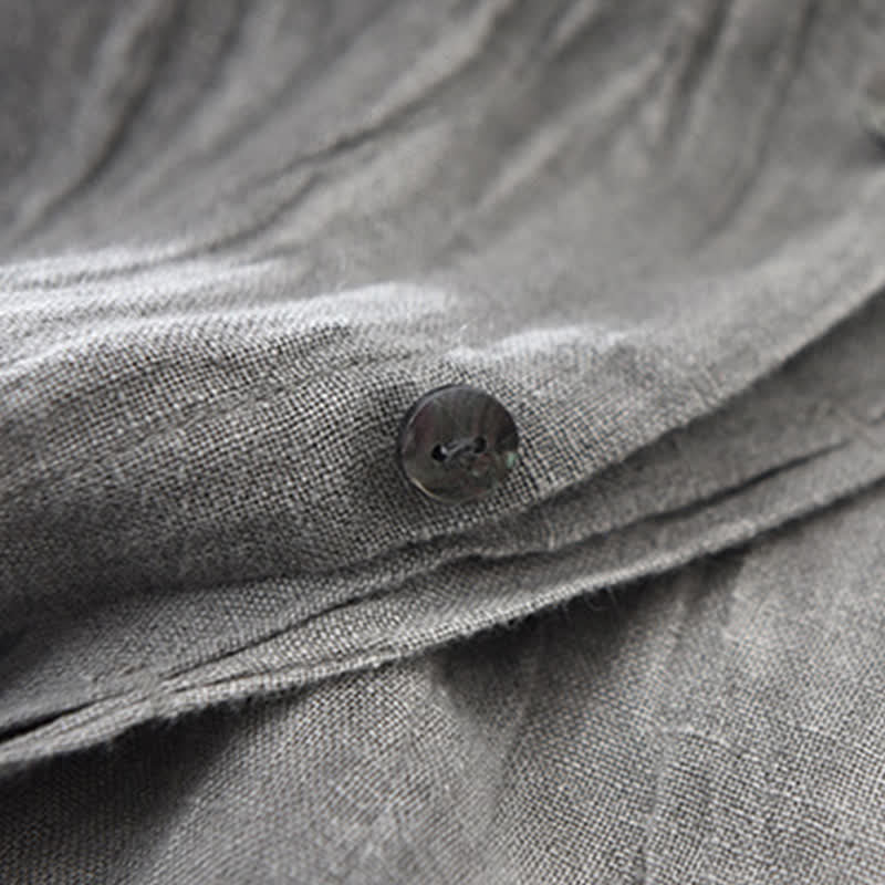 Nimara Ritual Spring Casual Button-Up Solid Linen Men's Long Sleeve Shirts