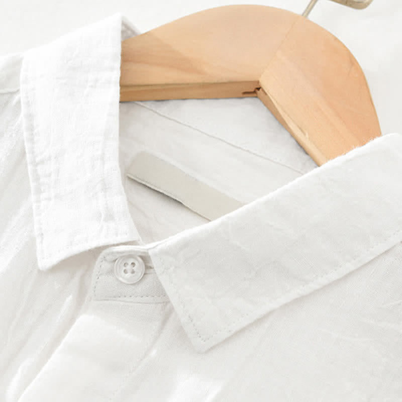 Nimara Ritual Spring Casual Button-Up Solid Linen Men's Long Sleeve Shirts