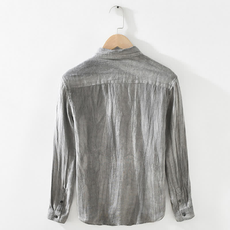 Nimara Ritual Spring Casual Button-Up Solid Linen Men's Long Sleeve Shirts