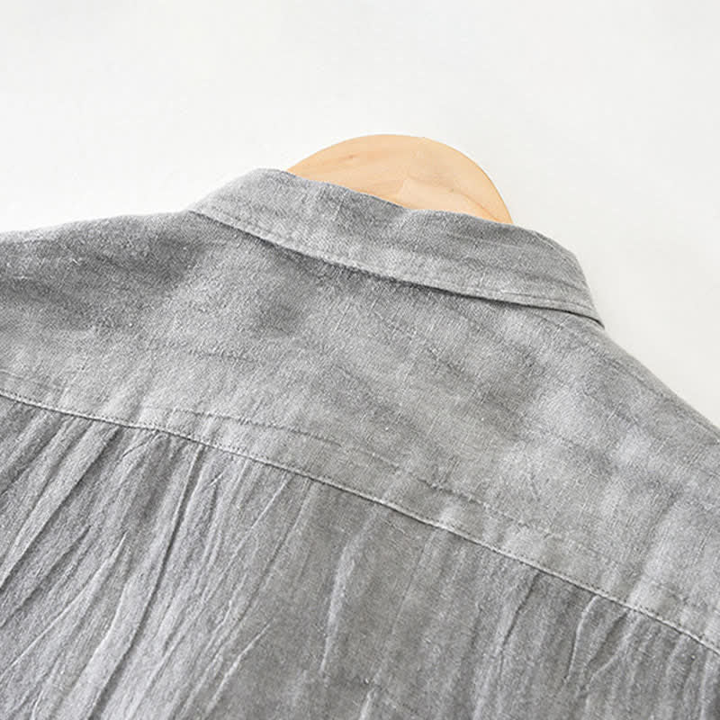 Nimara Ritual Spring Casual Button-Up Solid Linen Men's Long Sleeve Shirts