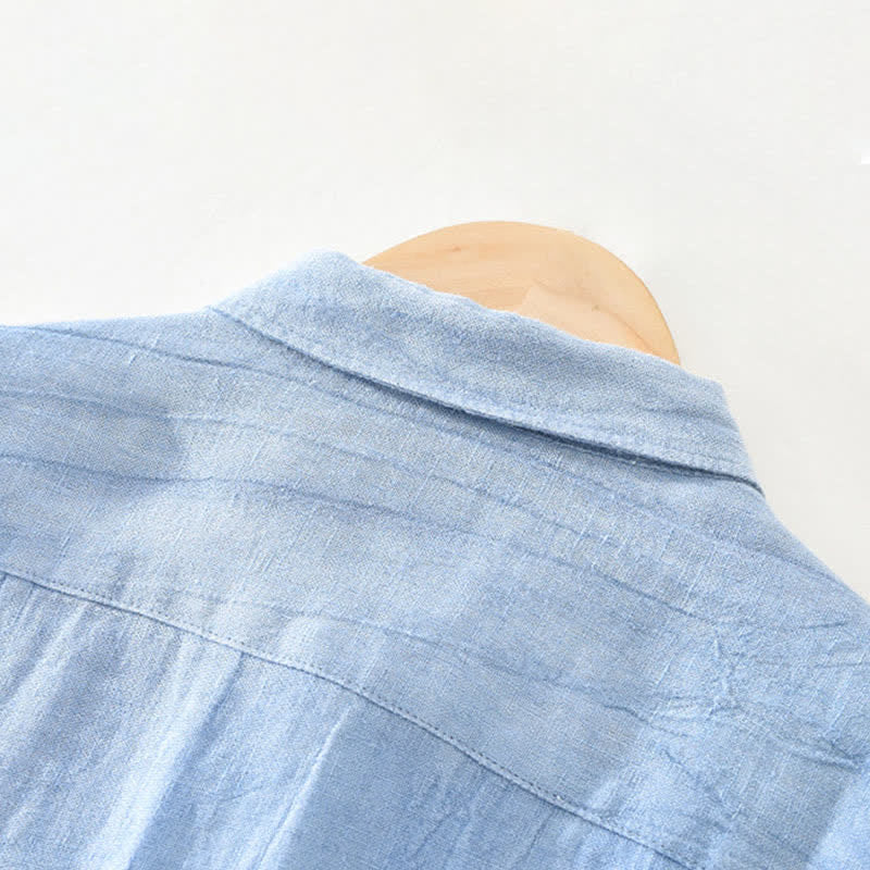 Nimara Ritual Spring Casual Button-Up Solid Linen Men's Long Sleeve Shirts