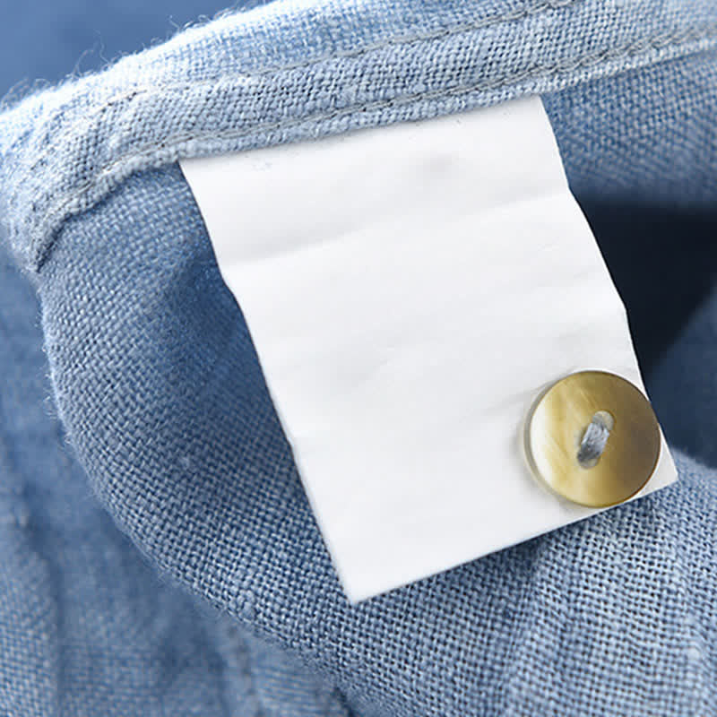 Nimara Ritual Spring Casual Button-Up Solid Linen Men's Long Sleeve Shirts