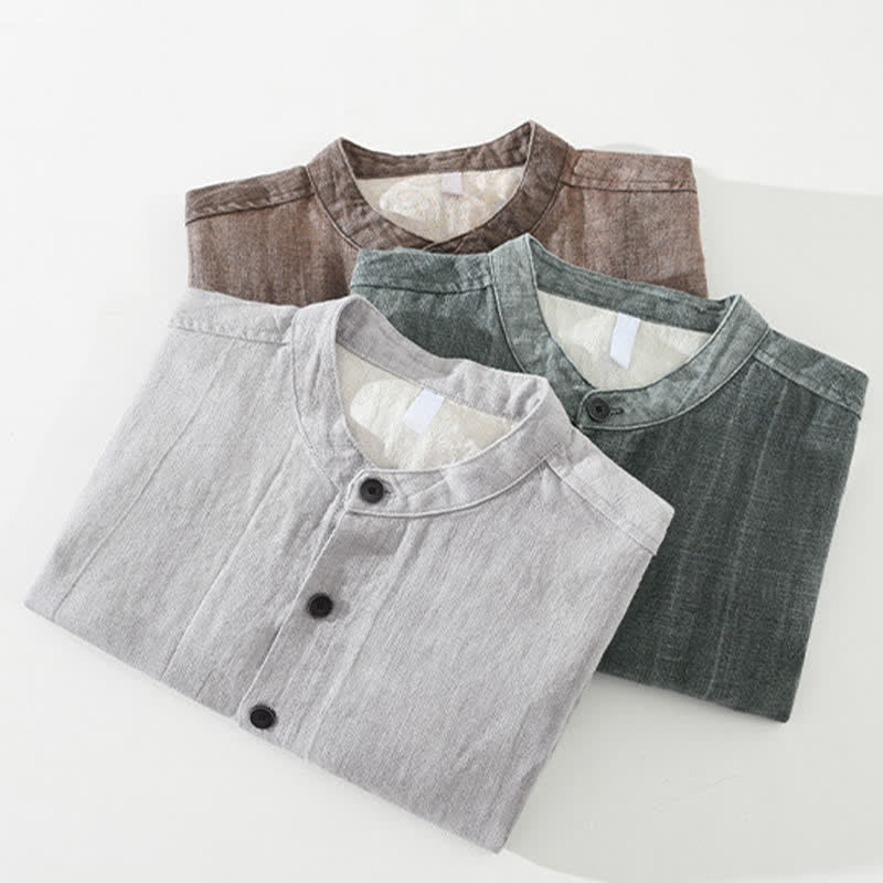 Nimara Ritual Spring Fall Casual Solid Ramie Cotton Men's Jacket With Pockets
