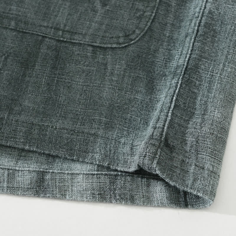 Nimara Ritual Spring Fall Casual Solid Ramie Cotton Men's Jacket With Pockets