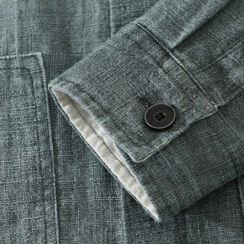Nimara Ritual Spring Fall Casual Solid Ramie Cotton Men's Jacket With Pockets