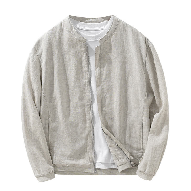 Nimara Ritual Spring Summer Casual Minimalist Mandarin Collar Zipper Design Solid Men's Jacket With Pockets