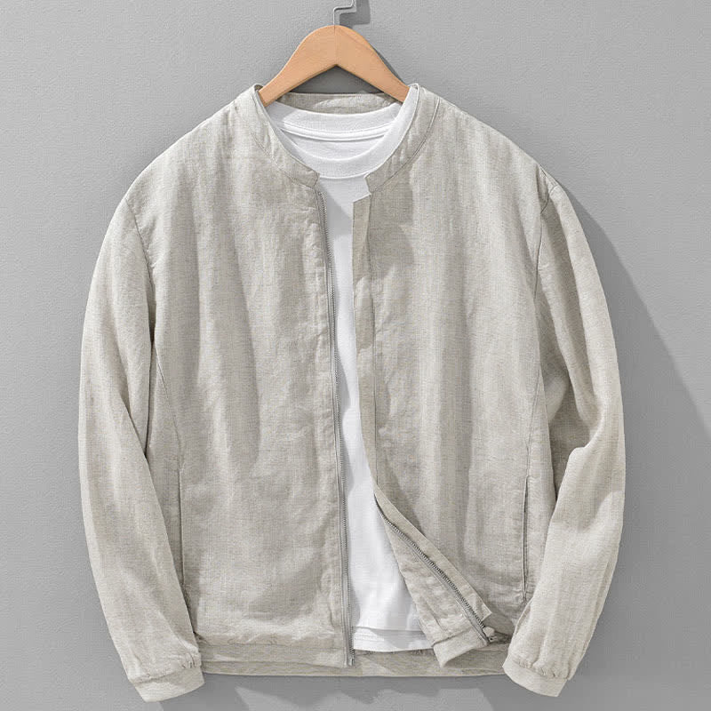 Nimara Ritual Spring Summer Casual Minimalist Mandarin Collar Zipper Design Solid Men's Jacket With Pockets