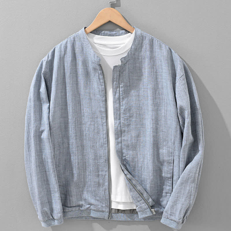 Nimara Ritual Spring Summer Casual Minimalist Mandarin Collar Zipper Design Solid Men's Jacket With Pockets