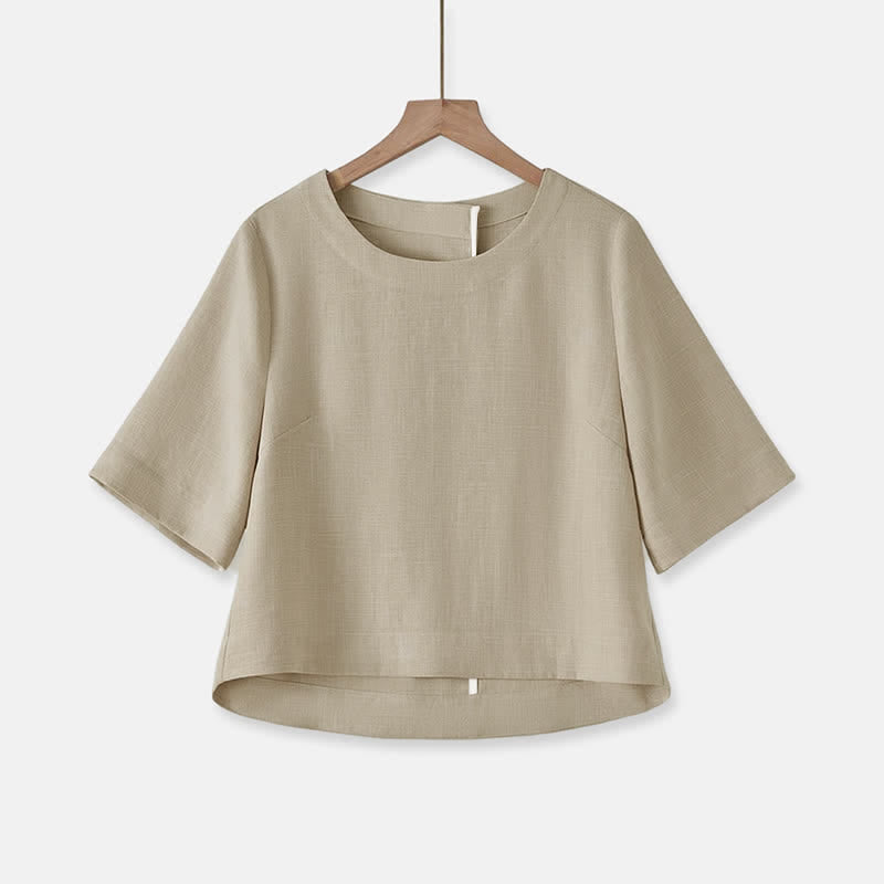Nimara Ritual Summer Casual Minimalist Crew Neck Solid Cropped Women's Short Sleeve T-Shirts