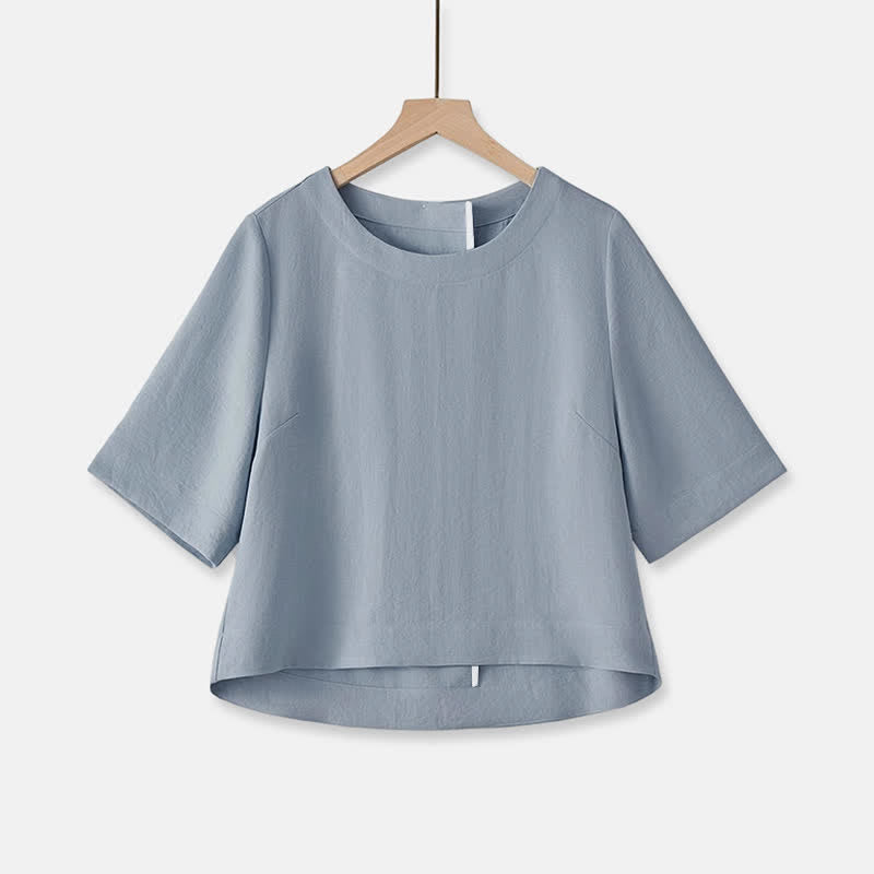 Nimara Ritual Summer Casual Minimalist Crew Neck Solid Cropped Women's Short Sleeve T-Shirts
