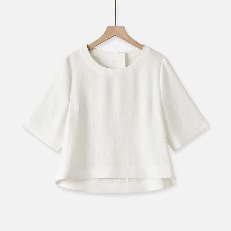 Nimara Ritual Summer Casual Minimalist Crew Neck Solid Cropped Women's Short Sleeve T-Shirts