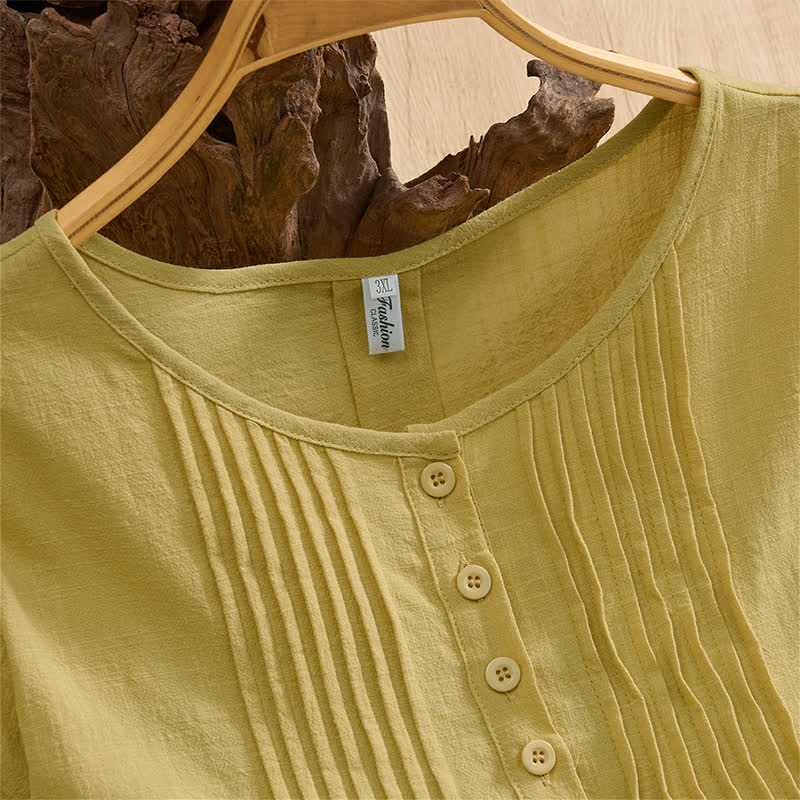 Nimara Ritual Summer Casual Minimalist Button-Up Solid Cotton Women's Short Sleeve Shirts