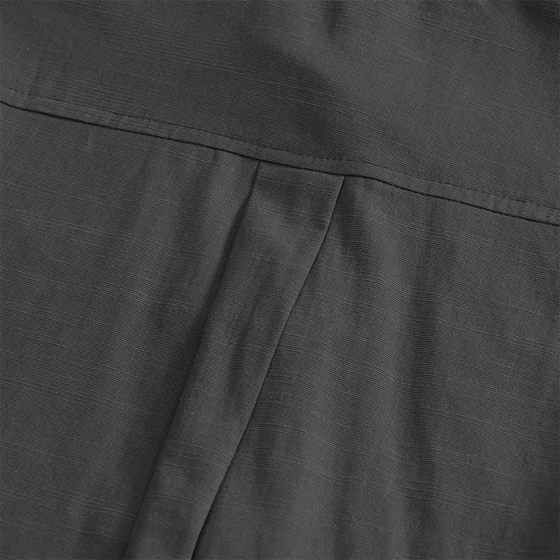 Nimara Ritual Summer Casual Tang Style Frog Button Solid Men's Short Sleeve Shirts With Patch Pockets