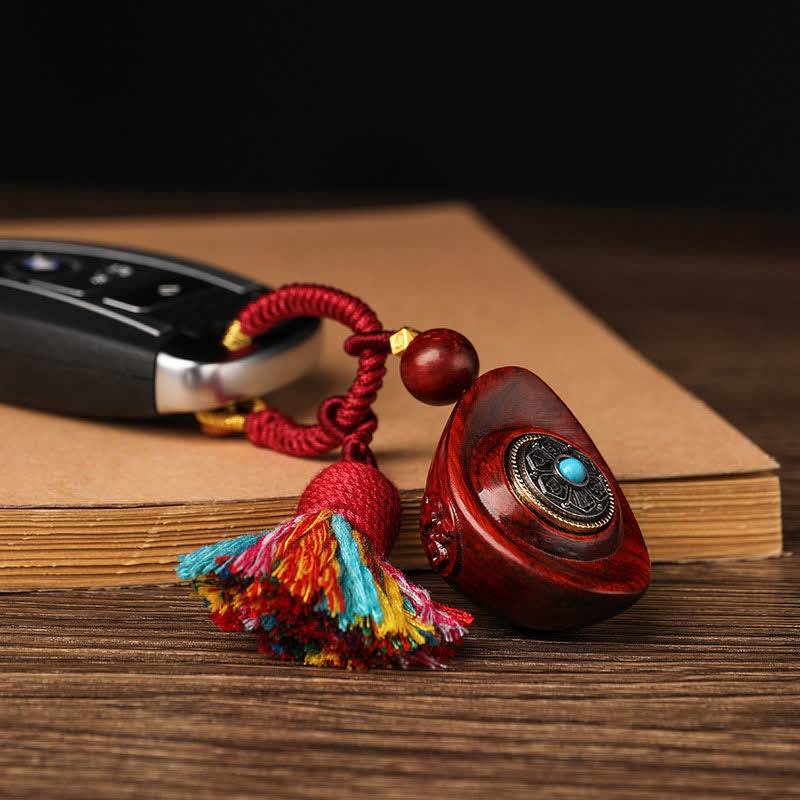 Nimara Ritual Red Sandalwood Om Mani Padme Hum Yuanbao Wisdom Keychains