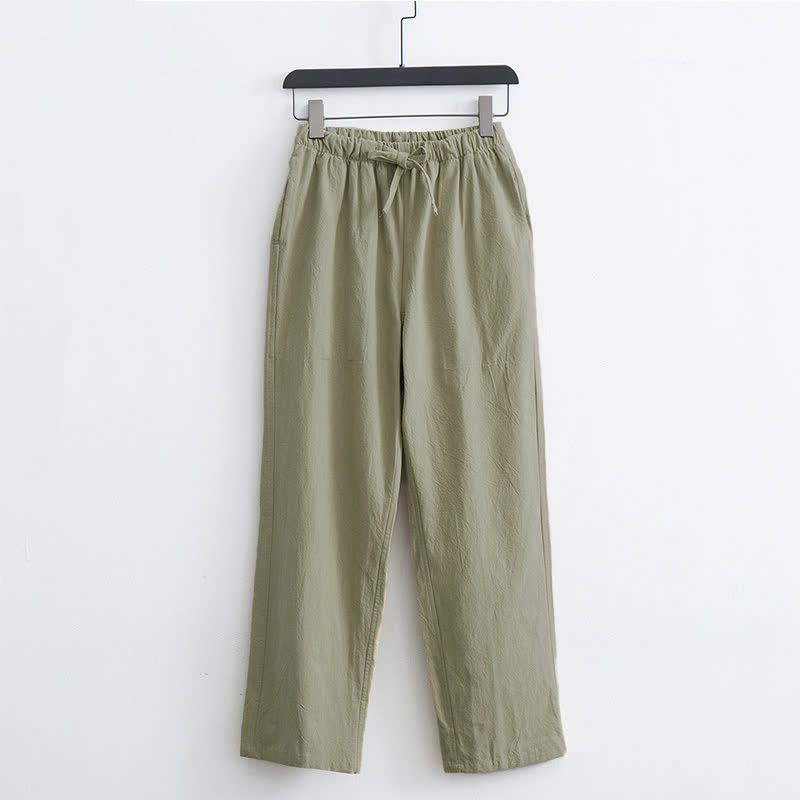 Nimara Ritual Men's Solid Color Cotton Casual Drawstring Pants With Pockets