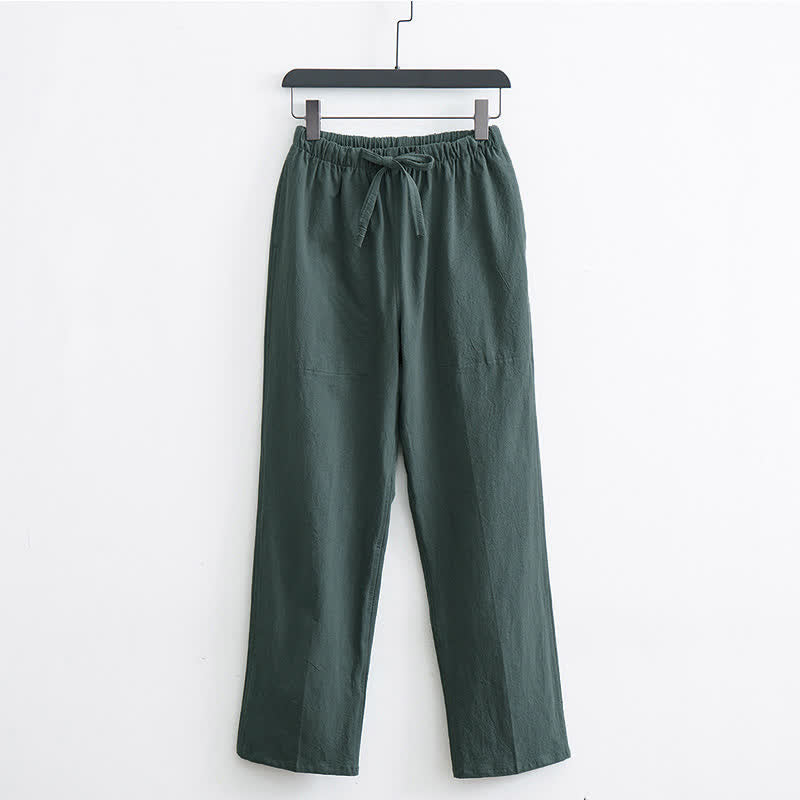 Nimara Ritual Men's Solid Color Cotton Casual Drawstring Pants With Pockets