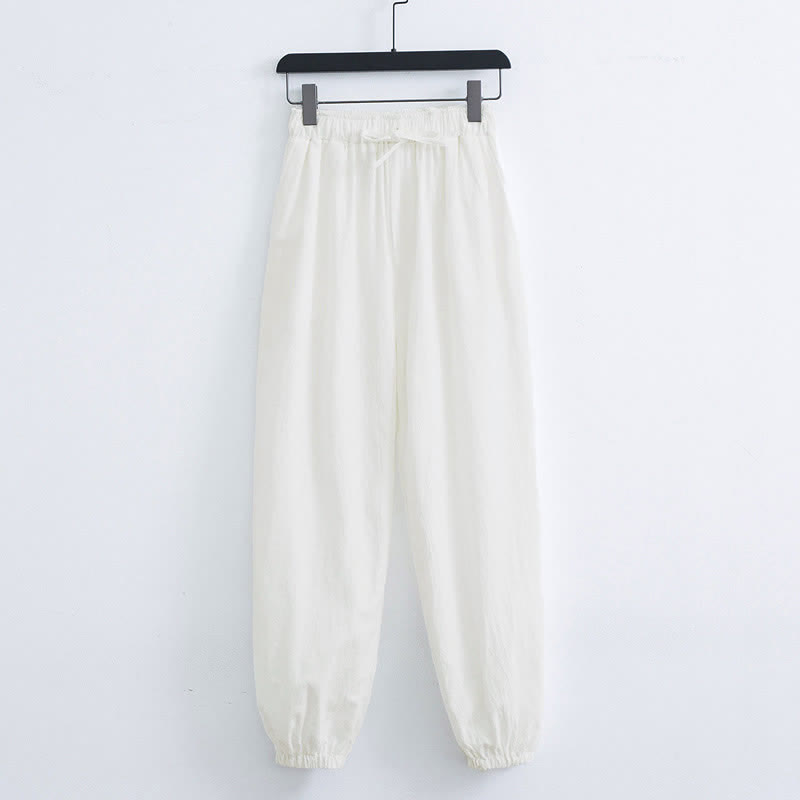 Nimara Ritual Solid Color Cotton Casual Men's Harem Pants With Pockets