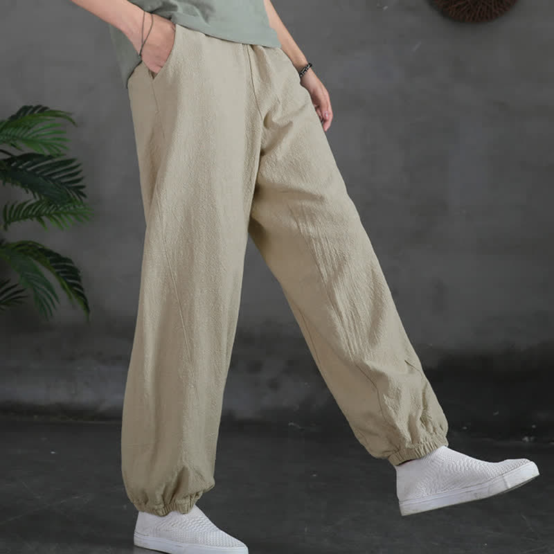 Nimara Ritual Plain Color Ramie Linen Cotton Women's Pants With Pockets