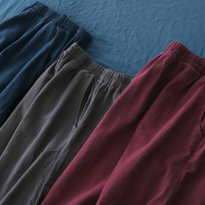 Nimara Ritual Plain Color Ramie Linen Cotton Women's Pants With Pockets