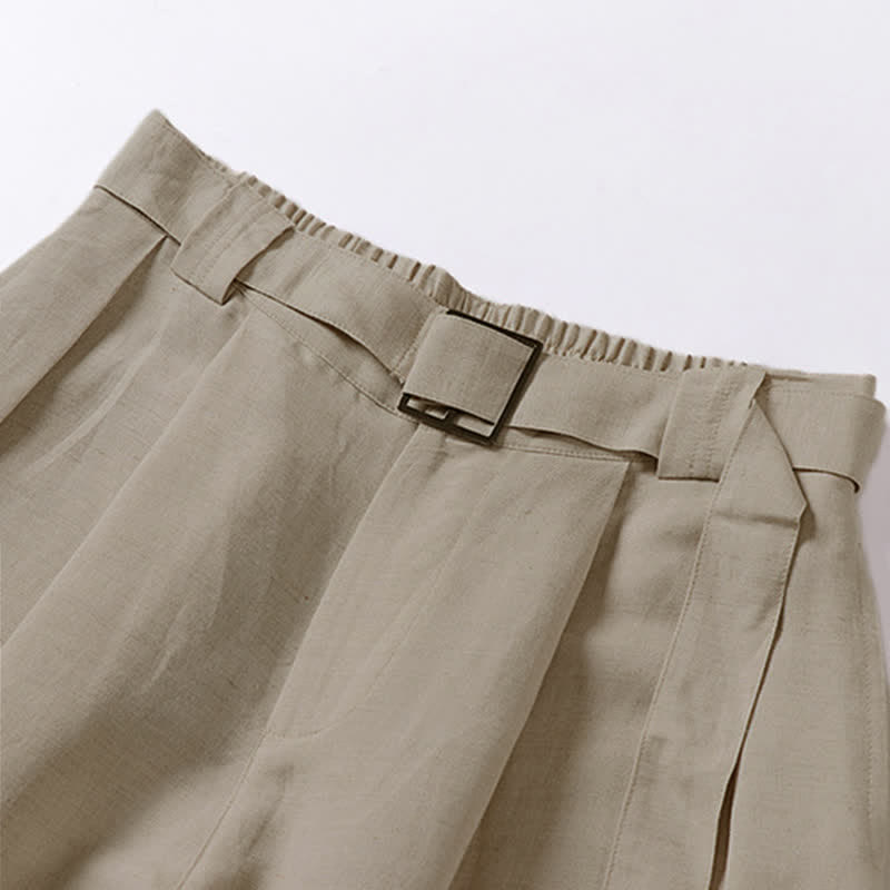 Nimara Ritual Summer Zipper Elastic Waist Design Men's Cotton Linen Wide Leg Pants With Pockets