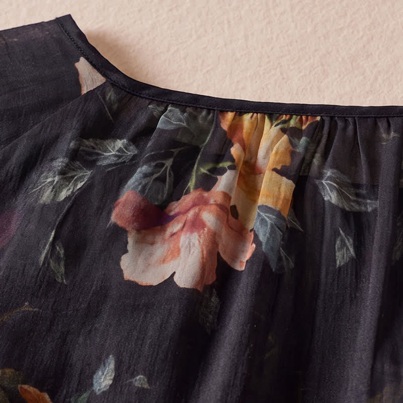 Nimara Ritual Spring Summer Boho Drawstring Floral Women's Long Sleeve Shirts