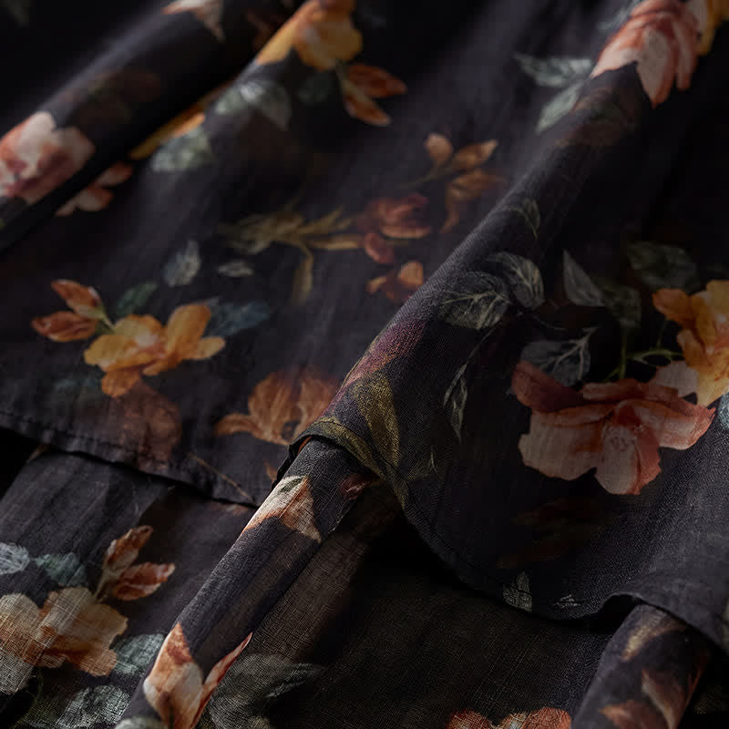Nimara Ritual Spring Summer Boho Drawstring Floral Women's Long Sleeve Shirts