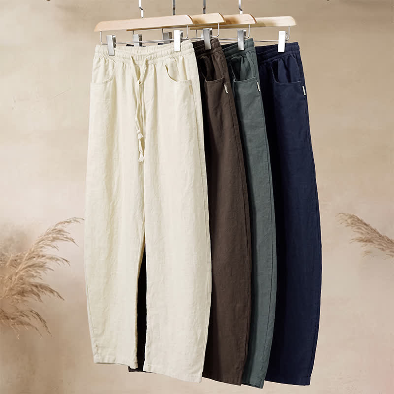 Nimara Ritual Spring Summer Casual Drawstring Solid Ankle Pants Men's Straight Leg Pants With Pocket