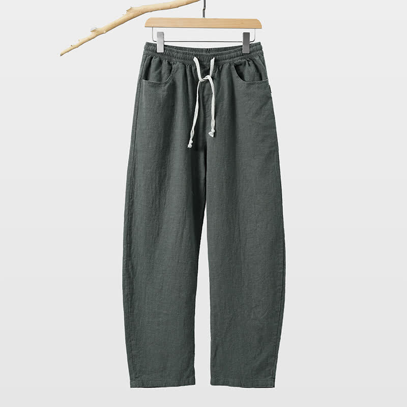 Nimara Ritual Spring Summer Casual Drawstring Solid Ankle Pants Men's Straight Leg Pants With Pocket