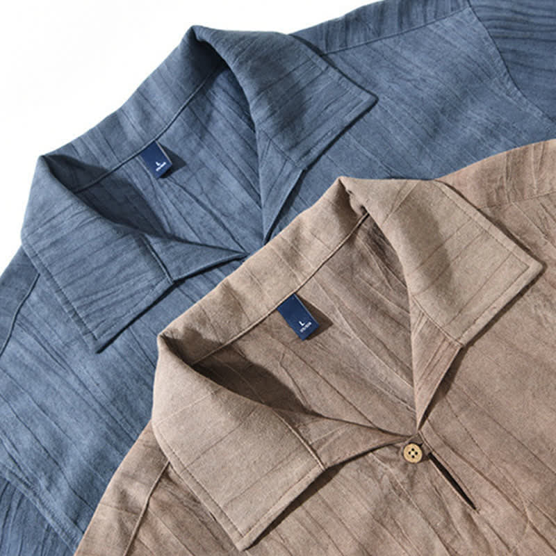 Nimara Ritual Summer Casual Washed Solid Men's Short Sleeve Shirts With Pocket