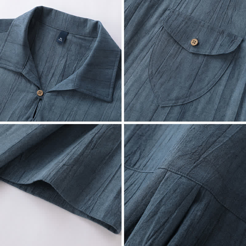 Nimara Ritual Summer Casual Washed Solid Men's Short Sleeve Shirts With Pocket