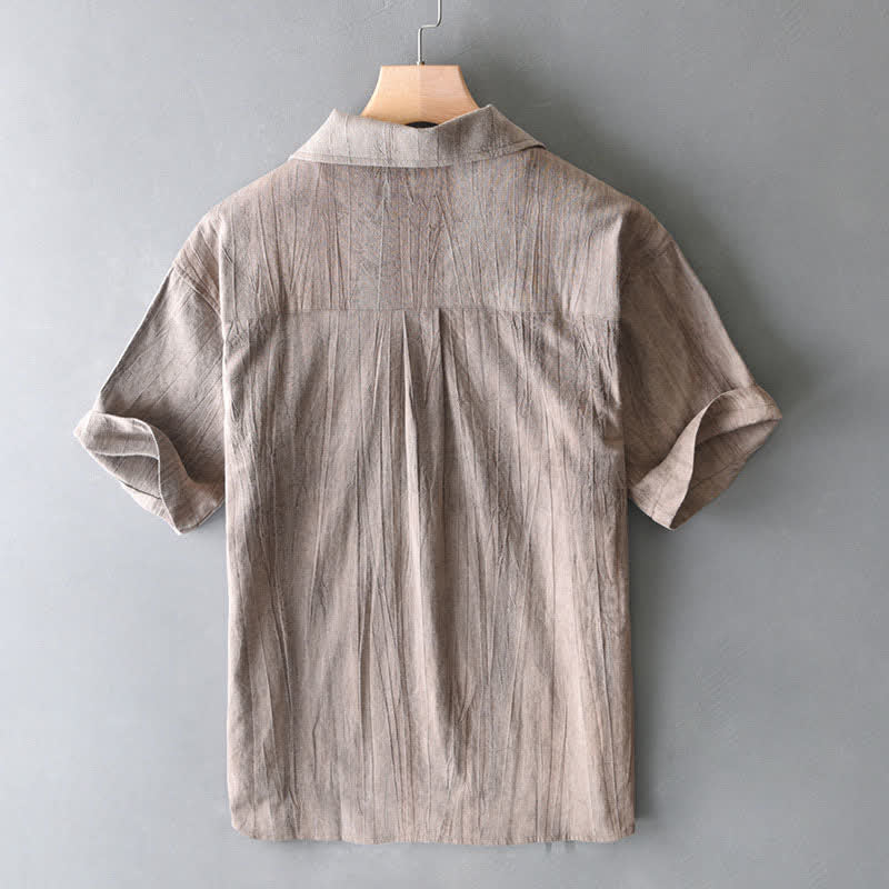 Nimara Ritual Summer Casual Washed Solid Men's Short Sleeve Shirts With Pocket