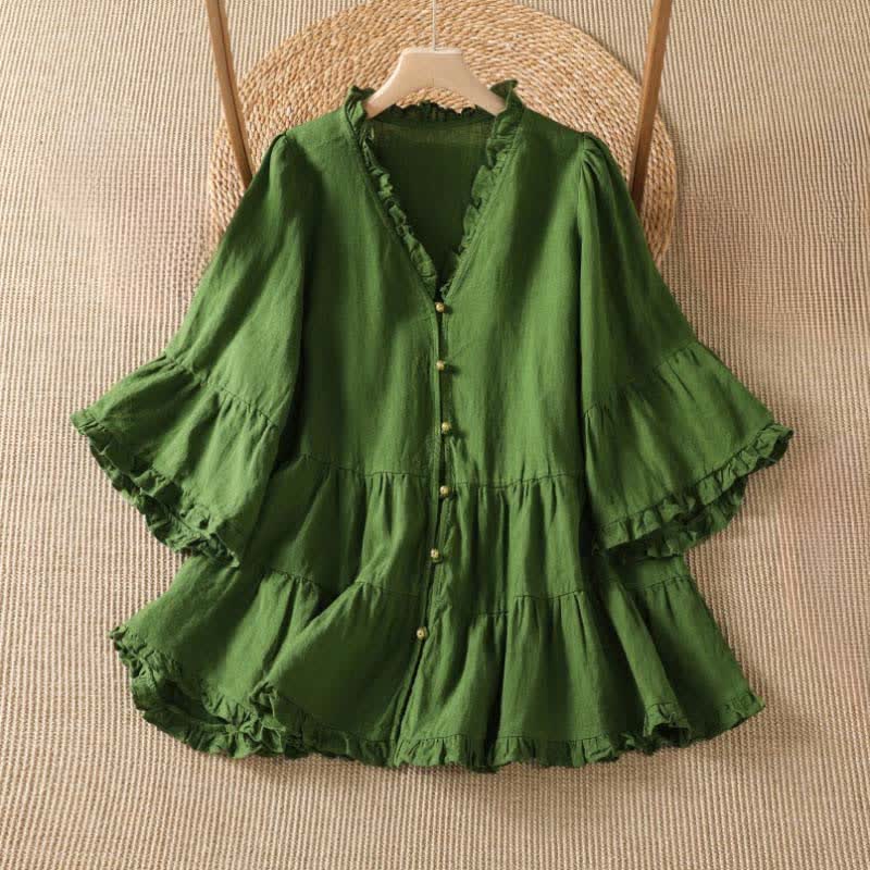Nimara Ritual Spring Summer Boho Button-Up Solid Women's Long Sleeve Shirts