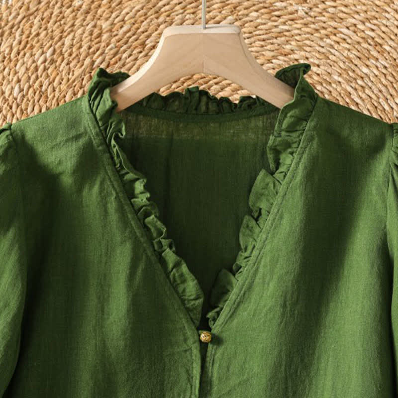 Nimara Ritual Spring Summer Boho Button-Up Solid Women's Long Sleeve Shirts