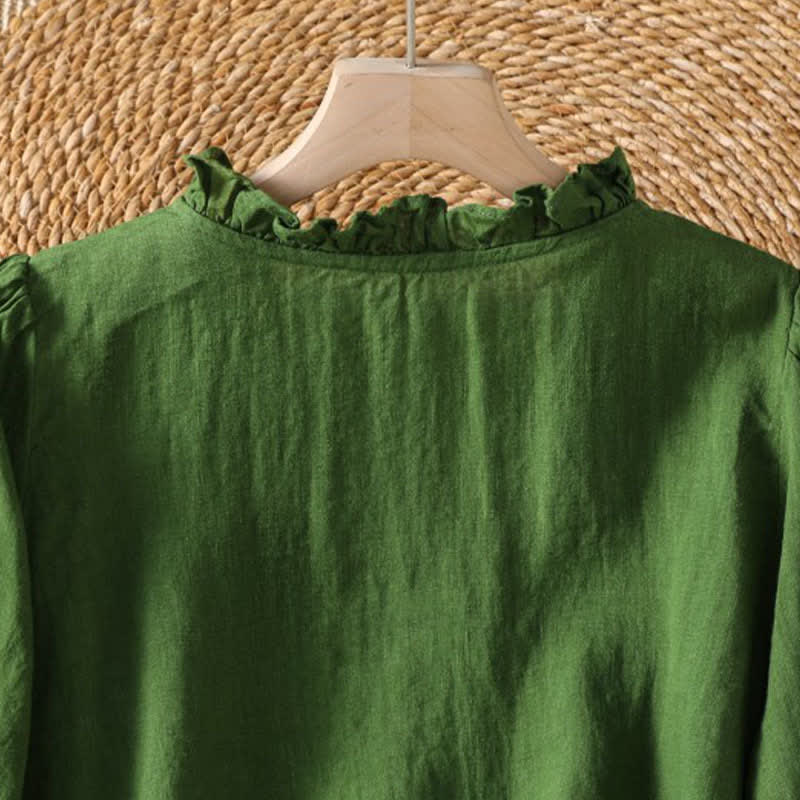 Nimara Ritual Spring Summer Boho Button-Up Solid Women's Long Sleeve Shirts