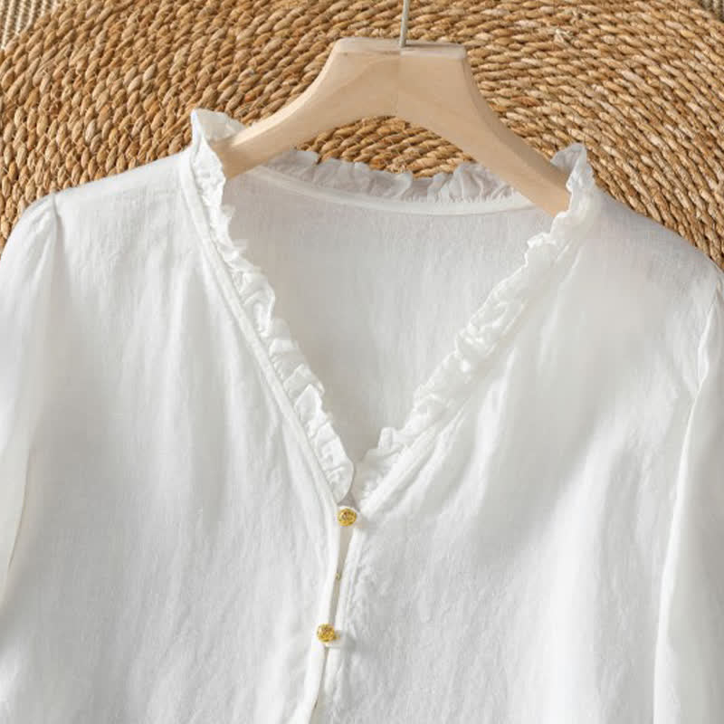 Nimara Ritual Spring Summer Boho Button-Up Solid Women's Long Sleeve Shirts