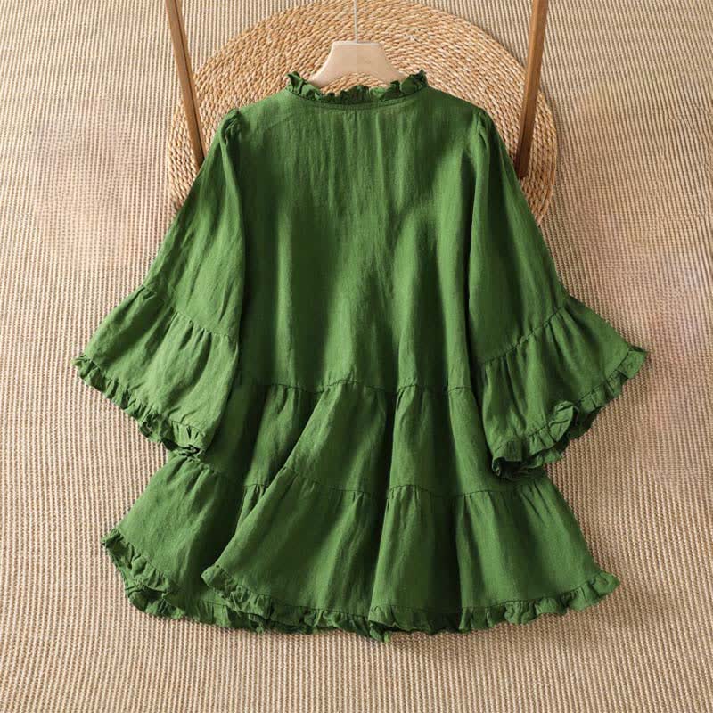 Nimara Ritual Spring Summer Boho Button-Up Solid Women's Long Sleeve Shirts