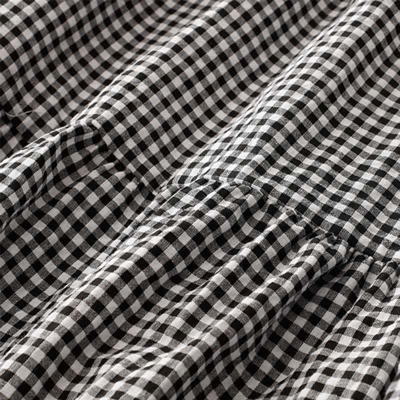 Nimara Ritual Spring Fall Casual Vintage Tiered Plaid Women's Long Sleeve Dress With Pocket