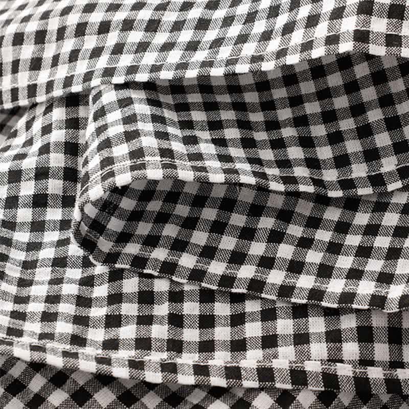 Nimara Ritual Spring Fall Casual Vintage Tiered Plaid Women's Long Sleeve Dress With Pocket