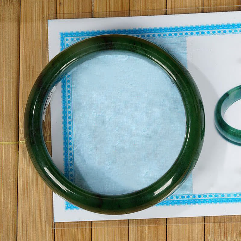 Nimara Ritual Natural Hetian Cyan Jade Happiness Success Bracelet Bangle