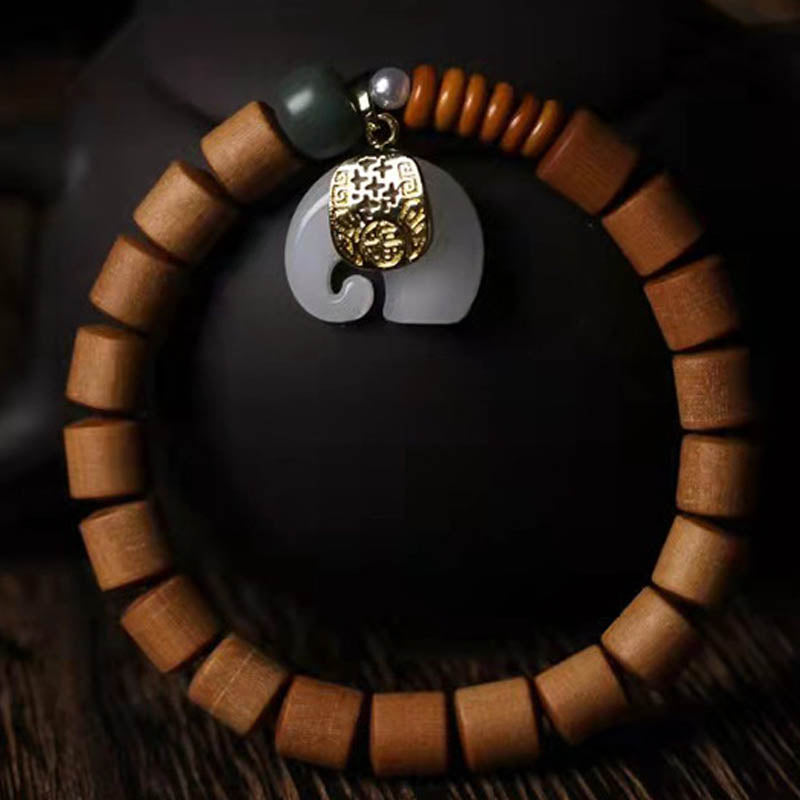 Nimara Ritual Sandalwood Jade Elephant Protection Bracelet