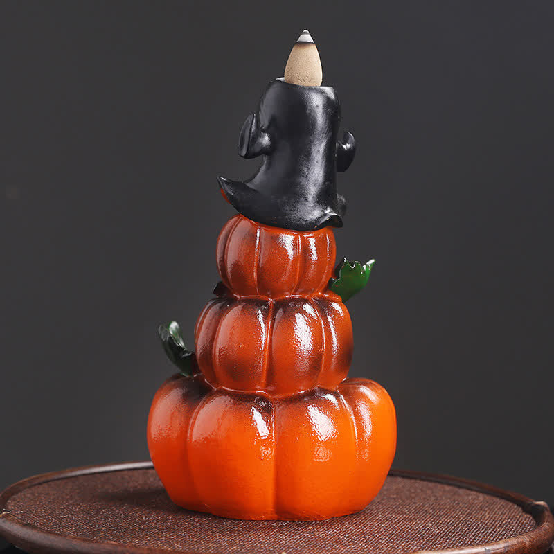 Nimara Ritual Halloween Pumpkins Ghost Resin Backflow Smoke Fountain Incense Burner Decoration