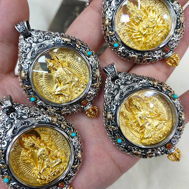 Nimara Ritual Chinese Zodiac Natal Buddha Thangka Nine Palaces Eight Diagrams Wealth Rotatable Necklace Pendant